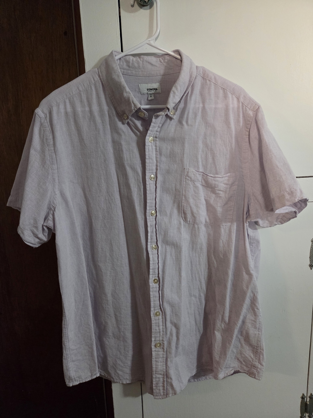 Sonoma Pale Pink Short Sleeve Button-Down Shirt